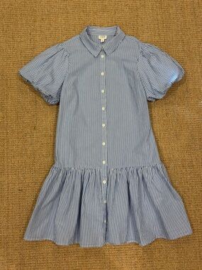 J. Crew Striped Bubble-Sleeve Shirtdress